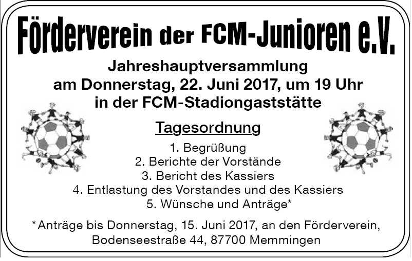 Einladung Junioren Förderverein