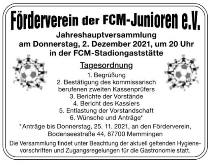 Einladung JHV Junioren Foerderverein