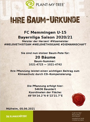 Urkunde Plant my tree 300