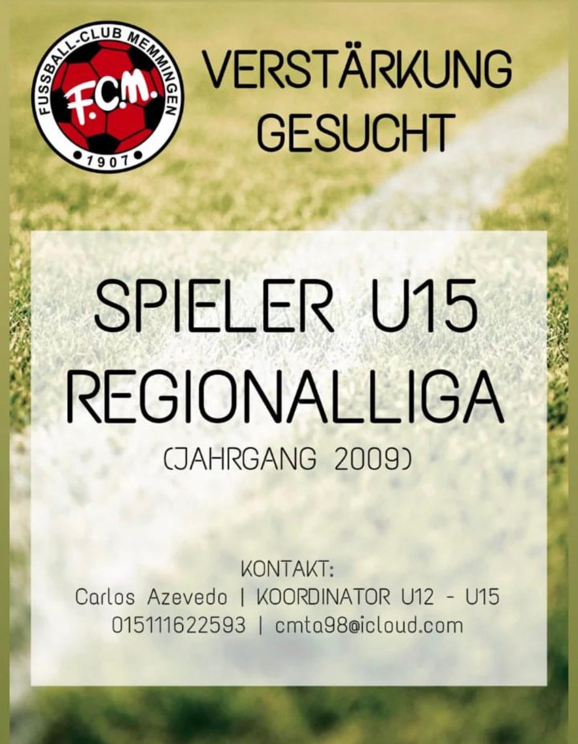 Anzeige U15 Spieler gesucht