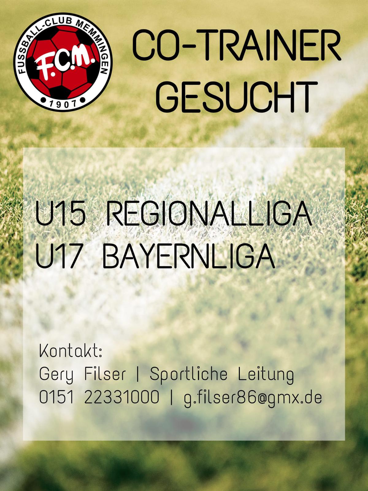 Anzeige U15 U17 Co Trainer gesucht