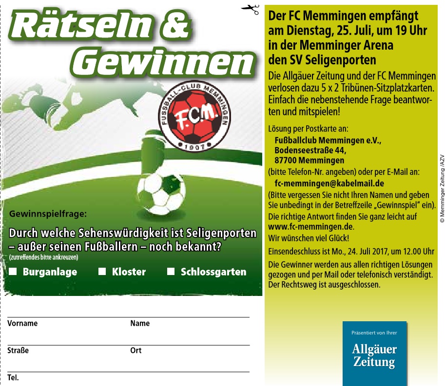 AZ Gewinnspiel Seligenporten