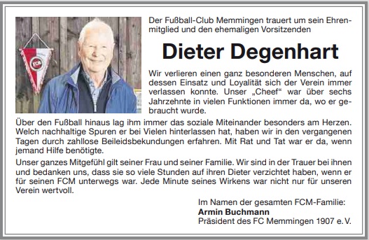 Nachruf Dieter Degenhart