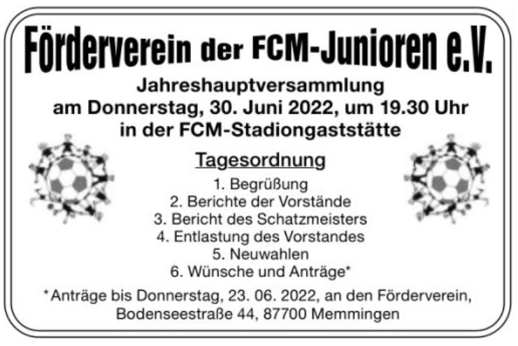 Einladung Junioren Foerderverein