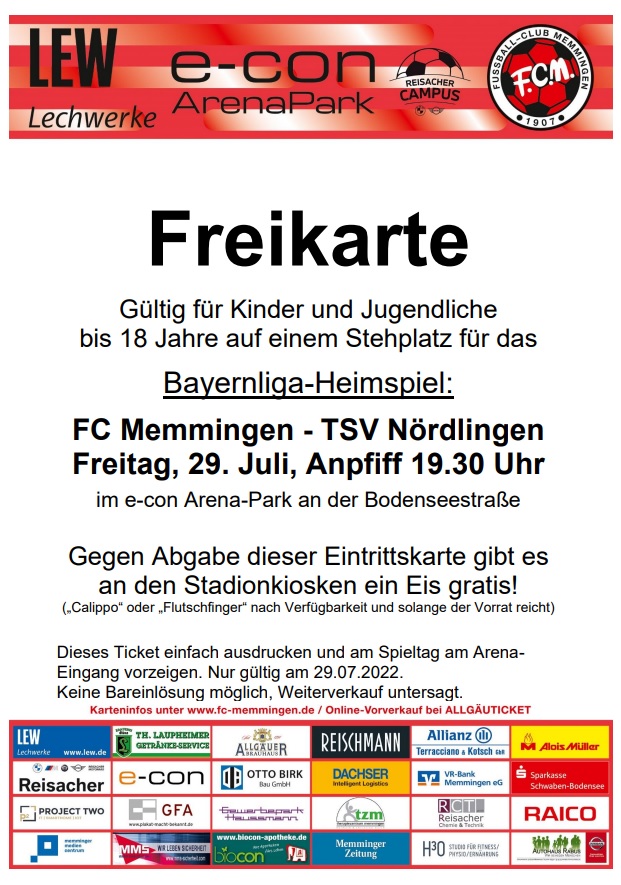 Jugend Freikarte FCM vs Noerdlingen