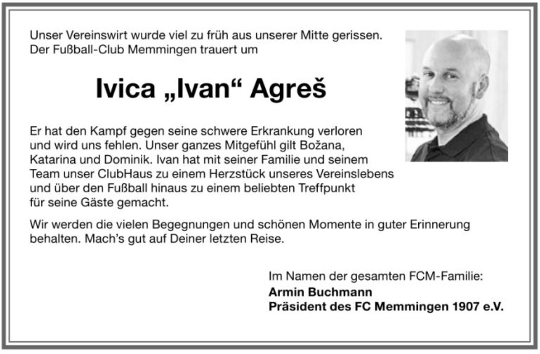 Nachruf Ivan Agres