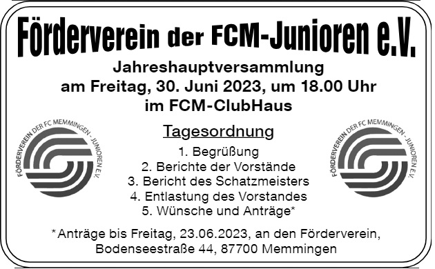 Anzeige JHV Junioren Foerderverein